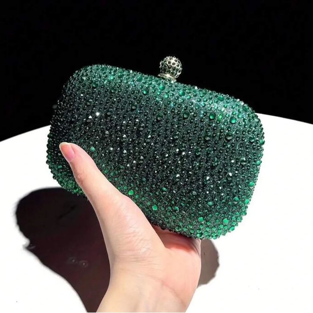 Elegant Black Crystal Evening Clutch